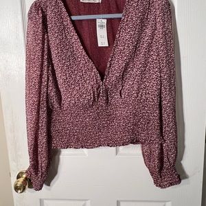 abercrombie floral pink blouse